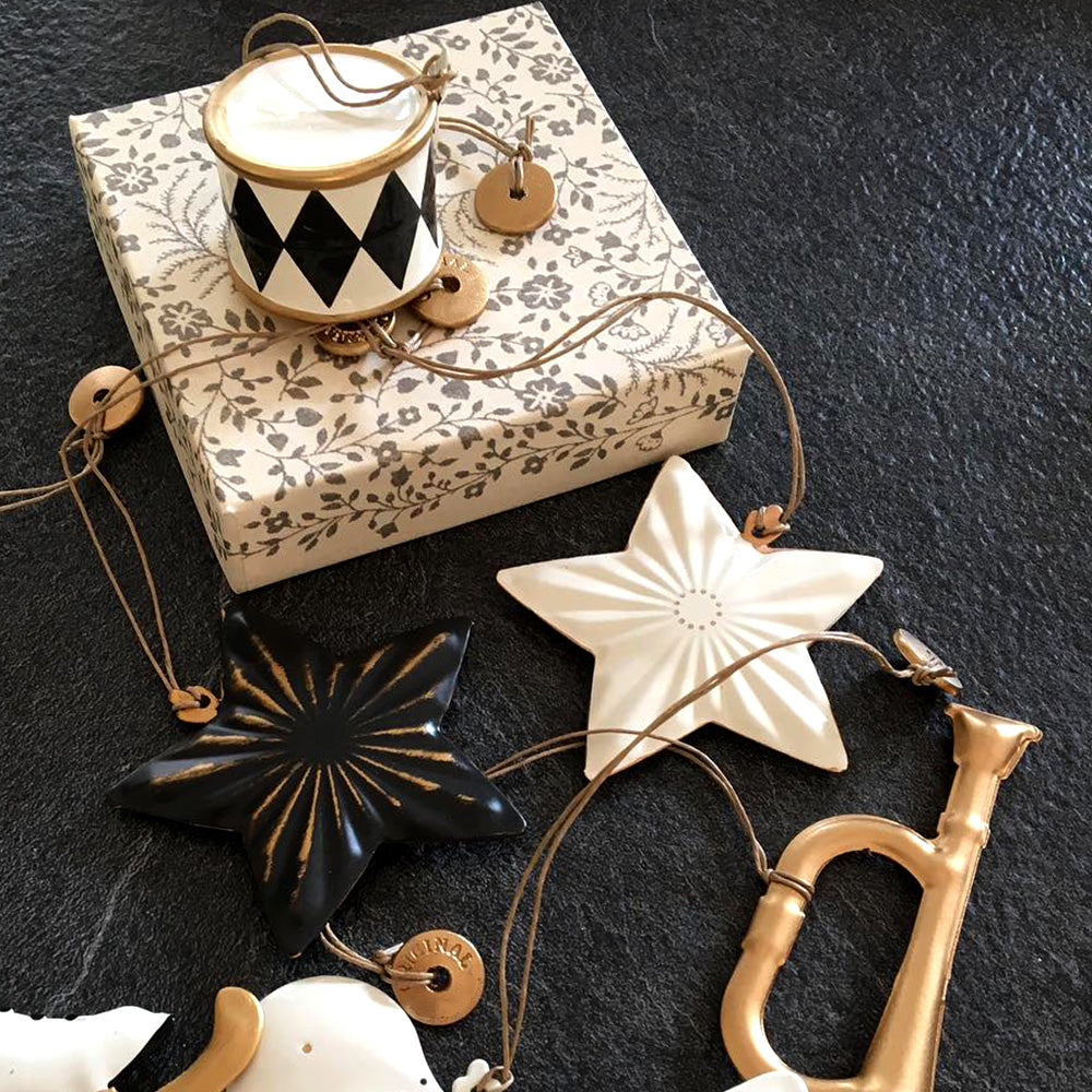 Christmas Ornaments - Star Set 2 pcs Metal Double Sided Crafts