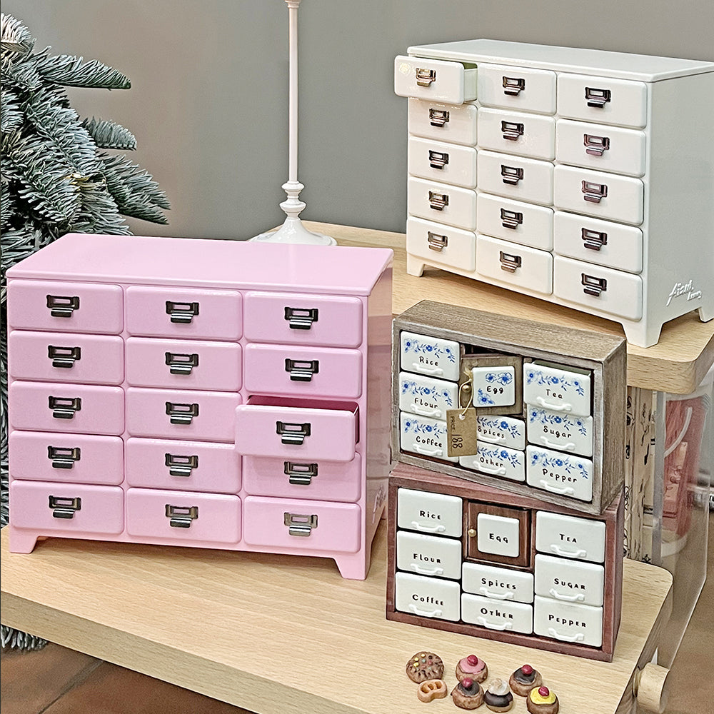 Metal Drawer Chest Off White 1/6 scale Dollhouse Miniature Furniture two color