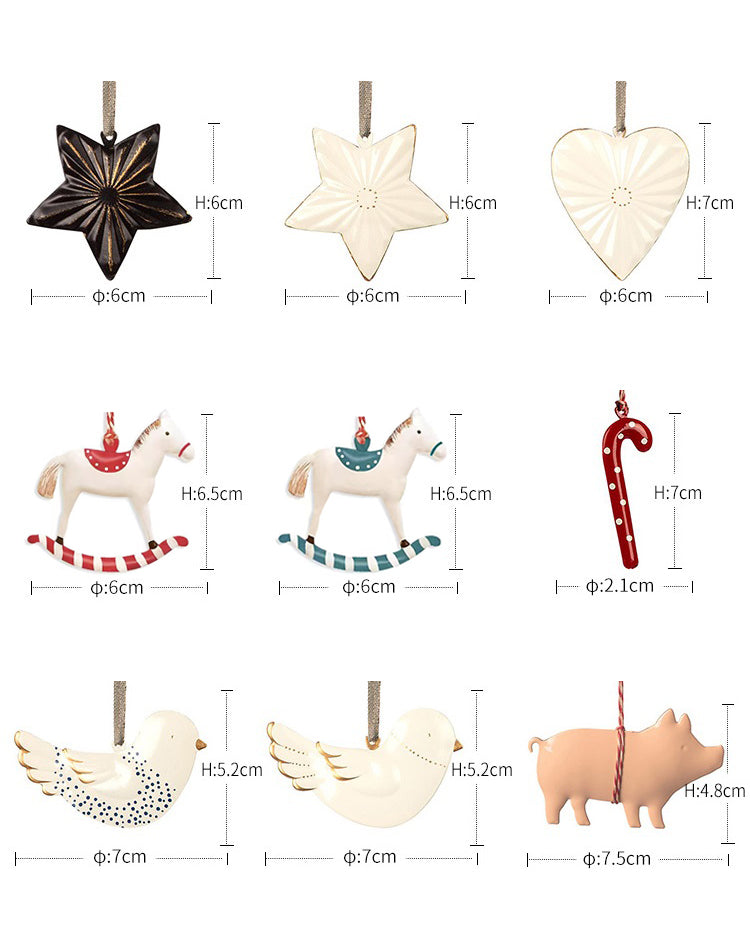 Christmas Ornaments - Star Set 2 pcs Metal Double Sided Crafts