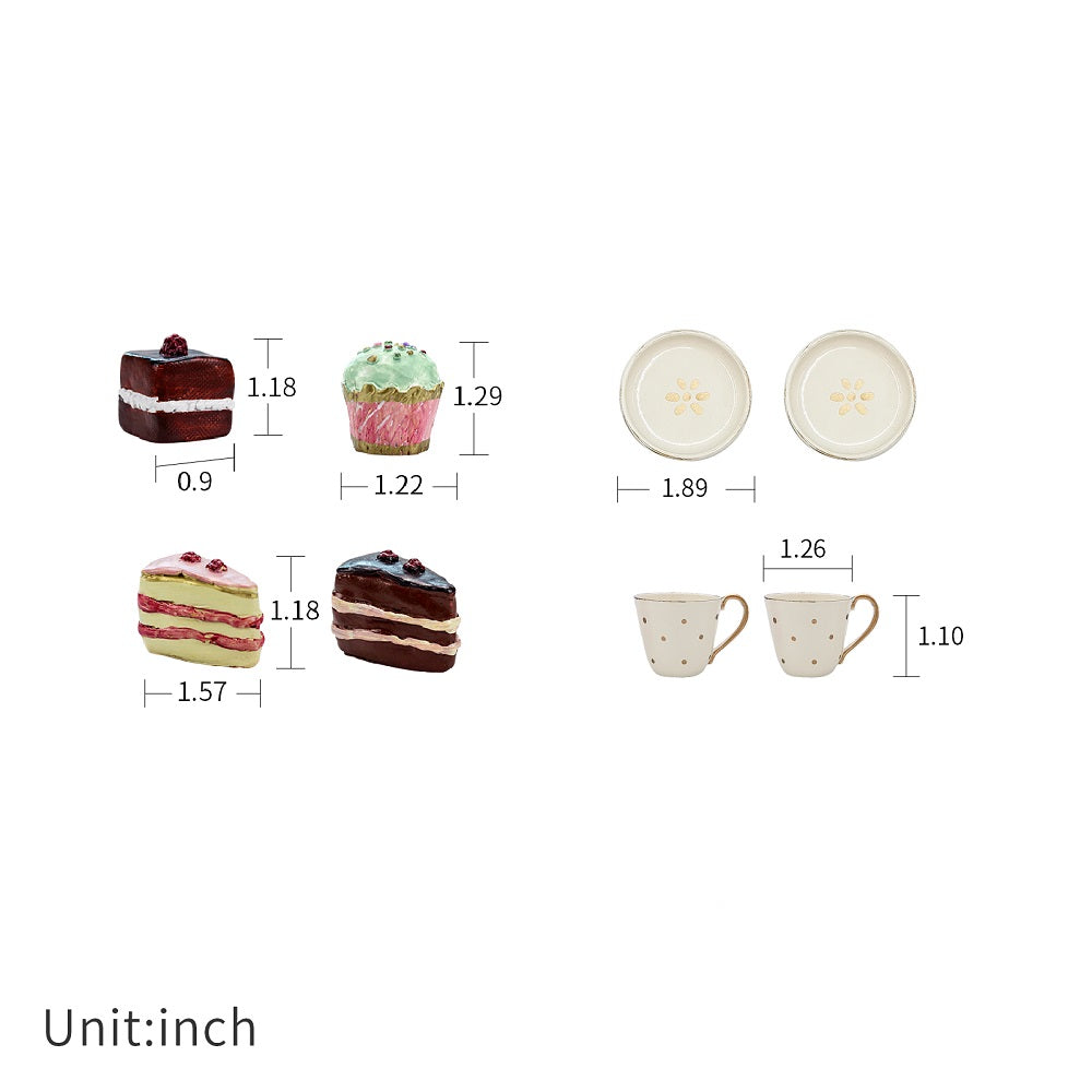 Tea and Cake set 8pcs Dollhouse -1/6 Scale Dollhouse Miniature