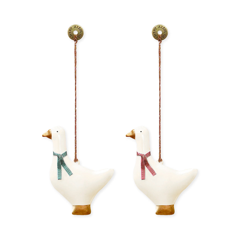 Christmas Ornaments - Goose Set 2 Pcs Metal Double Sided Crafts