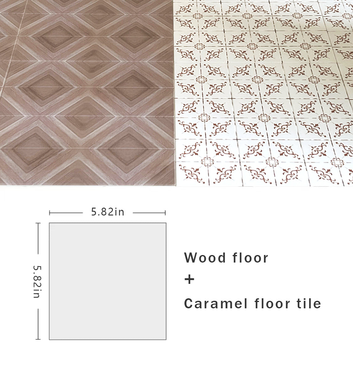 Double Side Floor- Rhombic parquet floor & Off White flower Tile Floor Dollhouse Miniature