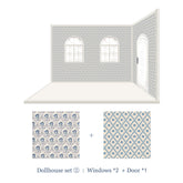 Dollhouse Set #2 - Two Walls Opening Face Left -Double Sides Wallpapers 1/6 Dollhouse
