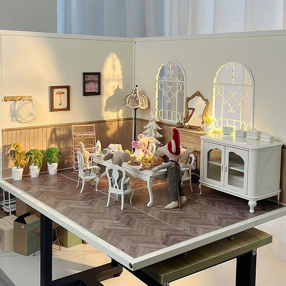 1:12 Retro Long Table & Princess Chairs | Aizulhomey- 1:6 & 1:12