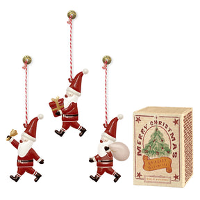 Christmas Ornaments - Santa Claus Set 3Pcs Metal Double Sided Crafts