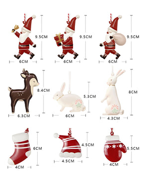 Christmas Ornaments - Red Set 6Pcs Metal Double Sided Crafts