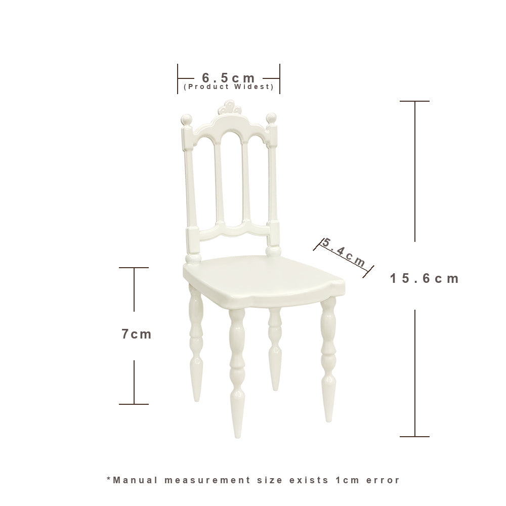 Gold miniature chair and round table for fashion-doll photography and room displays
