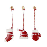 크리스마스 장식품 - 양말, 모자 및 벙어리 장갑 세트 3피스 금속 양면 공예품 