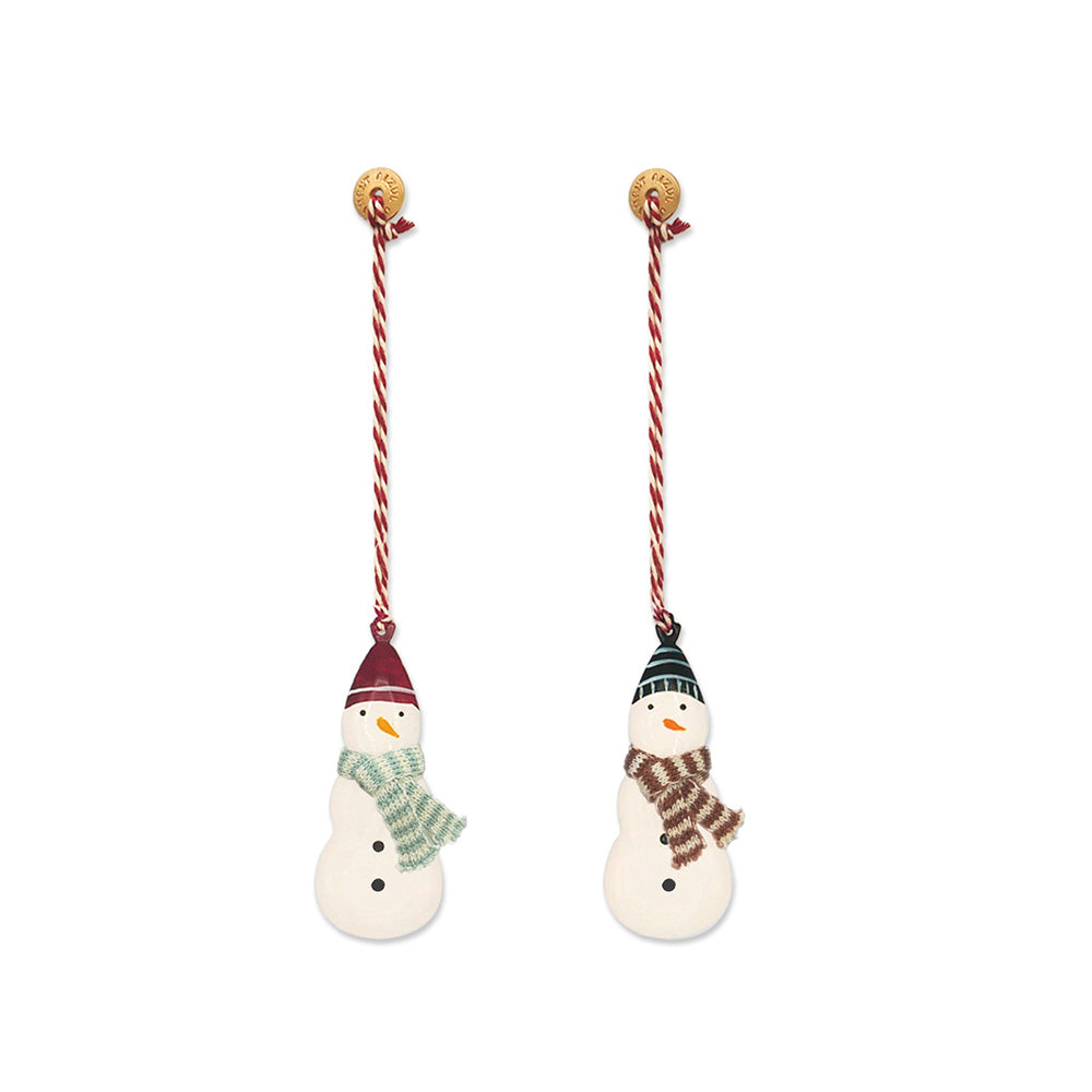 Christmas Ornaments - Snowman Set 2 Pcs Metal Double Sided Crafts