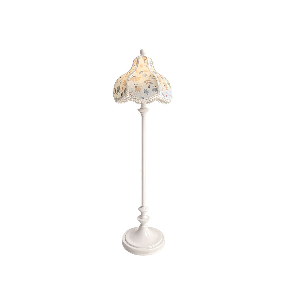 Romantic Vintage Floor Lamp with Light -White 1/6 Dollhouse Miniature Furniture