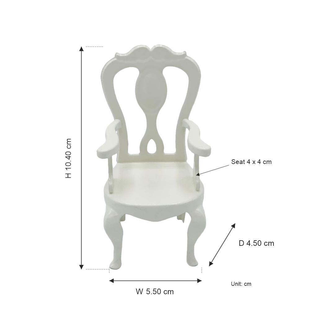 Princess Chair Dollhouse -White 1/12 Scale Dollhouse Miniature