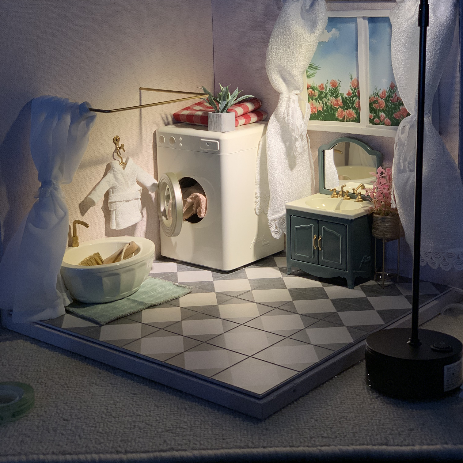 Double Side Floor-Wood floor&Green Floor Tile Dollhouse Miniature