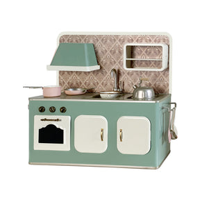Kitchen Toy Set 8 pcs - Green & Gold 1/6 Scale Dollhouse Miniature