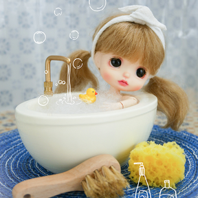 Bathtub and Shower Room Dollhouse - Golden Water Tap 1/12 Scale Dollhouse Miniature