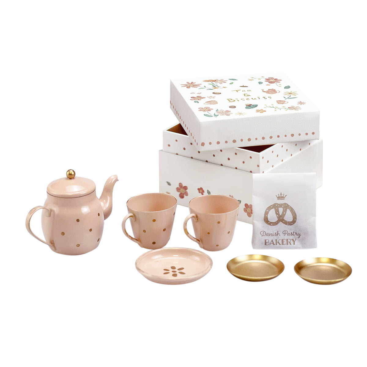 Tea Pot Set 7 pcs Dollhouse -Pink 1/6 Scale Dollhouse Miniature