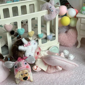 Baby Crib Dollhouse - White 1/6 Scale for 1/12 Dolls Dollhouse Miniature