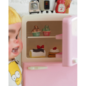 Refrigerator Dollhouse - Barbie Pink&White 1/6 Scale Dollhouse Miniature