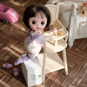 Baby Chair Dollhouse-Pink 1/6 Scale for 1/12 Dolls Dollhouse Miniature