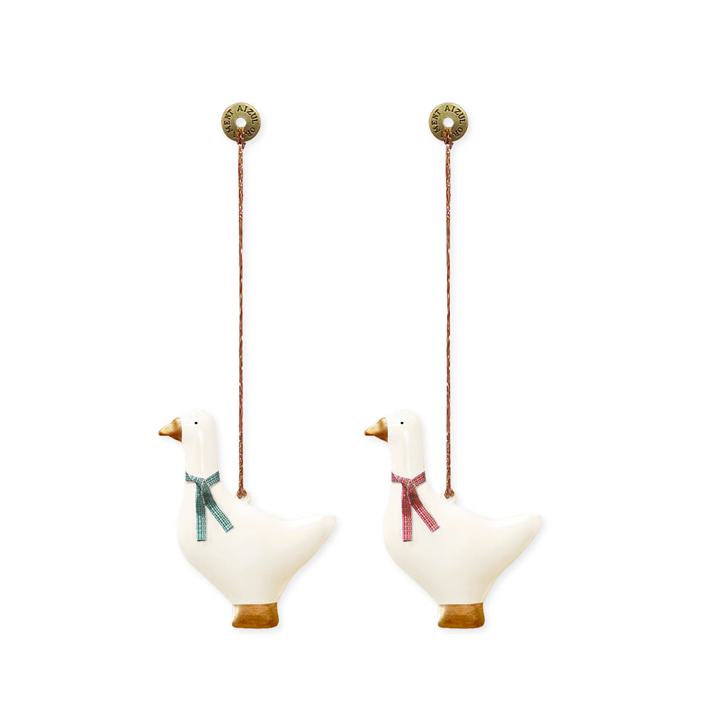 2022 Christmas Ornaments - Goose Set 2 Pcs Metal Double Sided Crafts