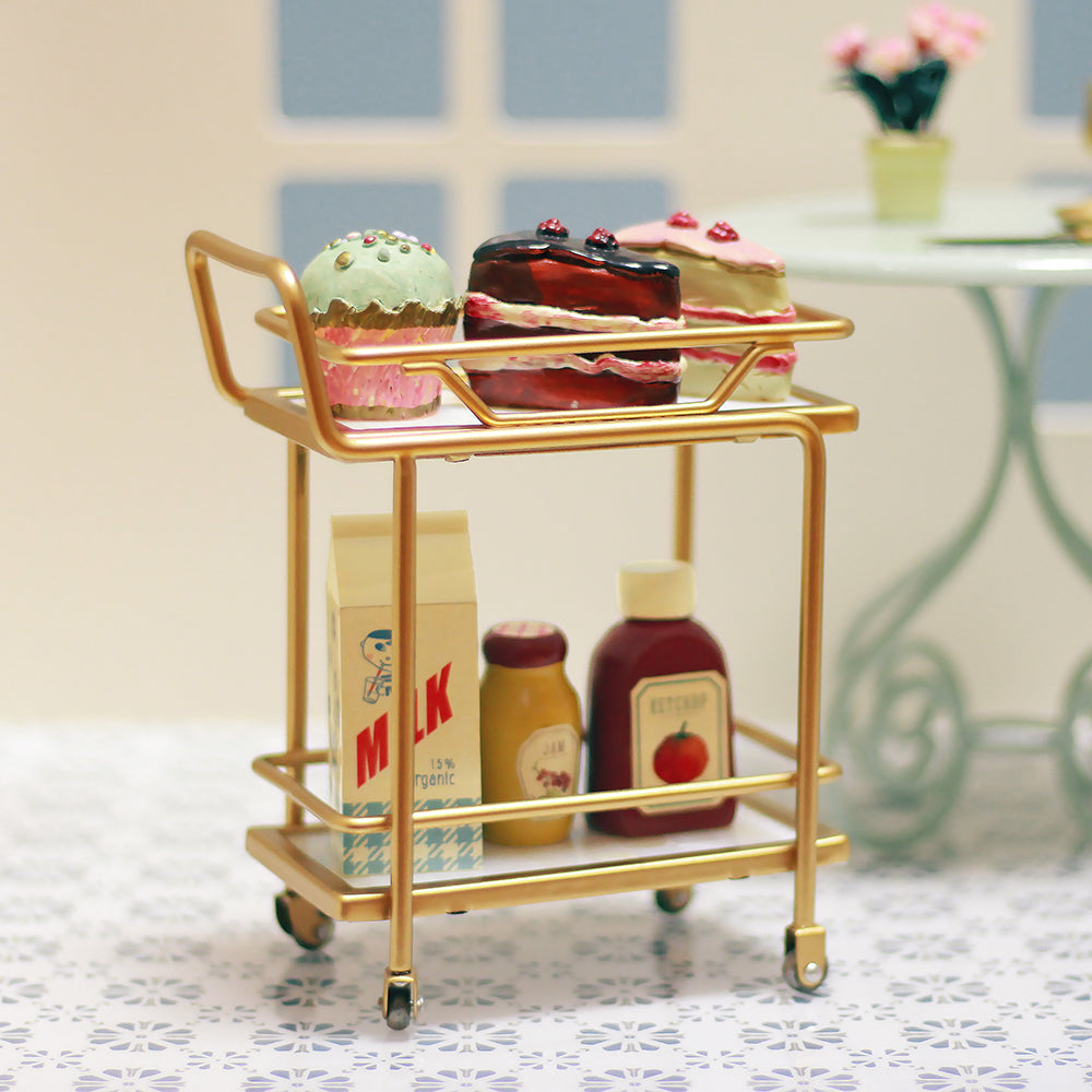 Shops 1/6 Scale Dolls House Miniature Metal Cream Utility Cart