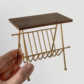 Side Table Dollhouse - Walnut 1/6 Scale Dollhouse Miniature
