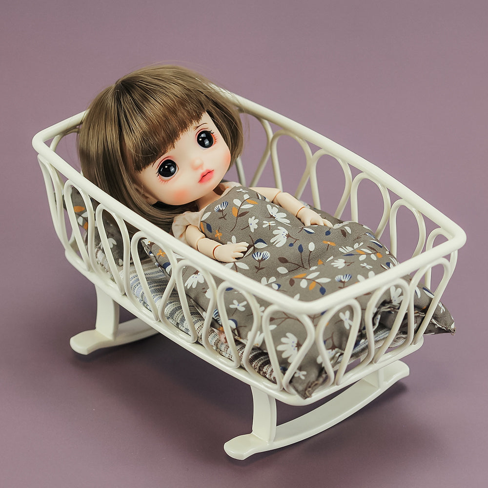Baby's Cradle Dollhouse-Brown 1/6 Scale for 1/12 Dolls Dollhouse Miniature
