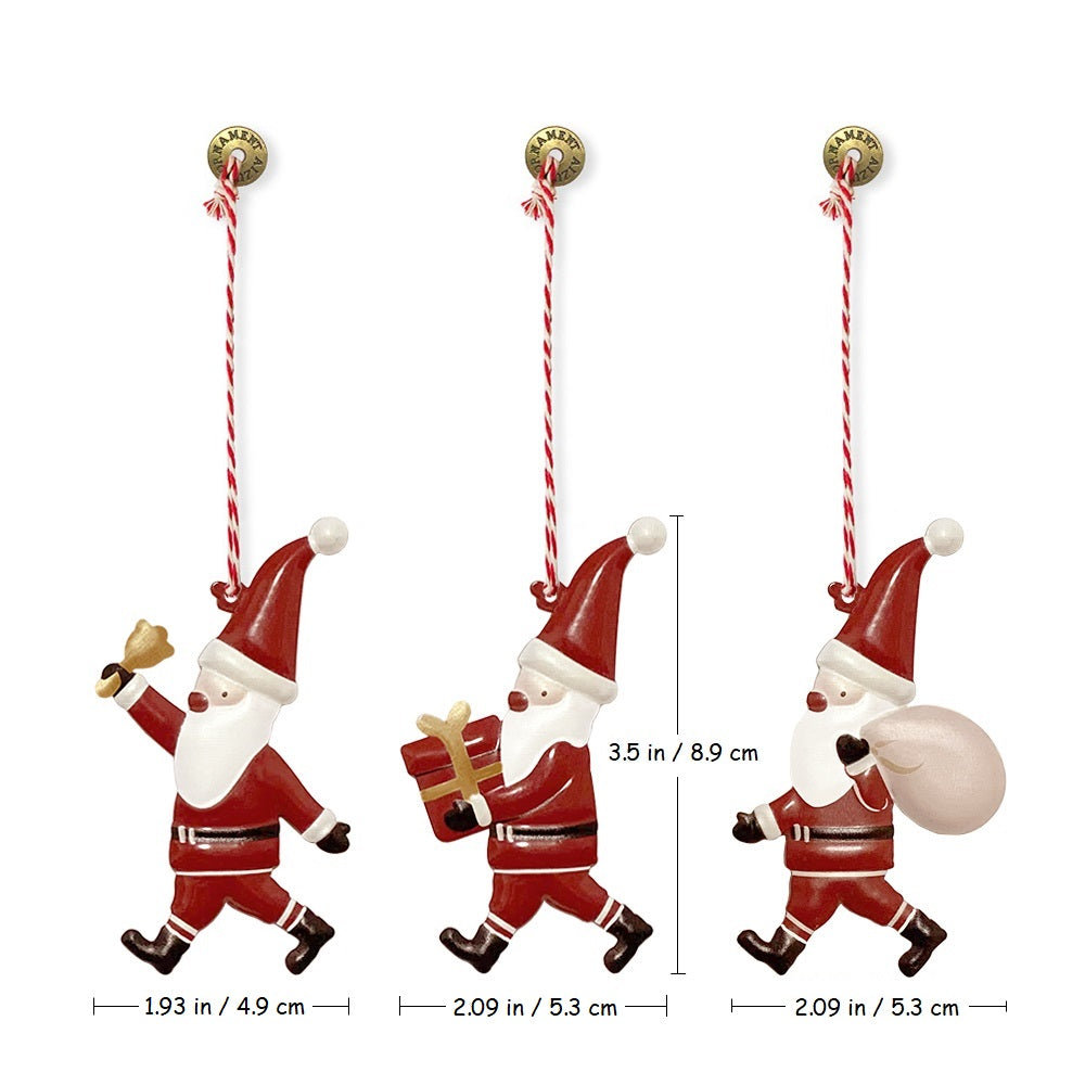 2022 Christmas Ornaments - Santa Claus Set 3Pcs Metal Double Sided Cra