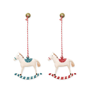 2022 Christmas Ornaments - Rocking Green Horse 1 Piece Metal Double Sided Crafts