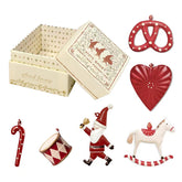 2022 Christmas Ornaments - Red Set 6Pcs Metal Double Sided Crafts