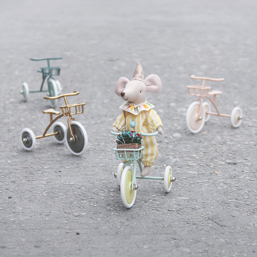 Mini Tricycle Dollhouse -Yellow 1/12 Scale Dollhouse Miniature
