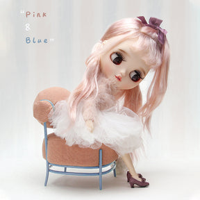 한정판 핑크 &amp; 블루 캔디 소파 - 1/6 스케일 인형의 집 미니어처